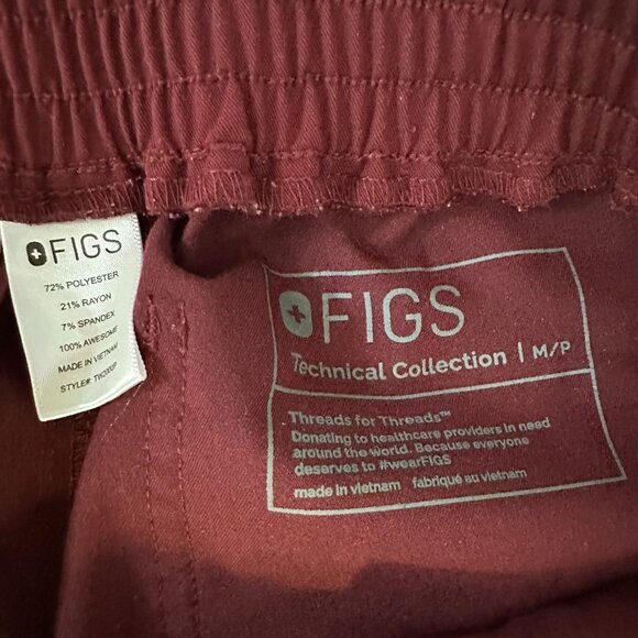 Figs Technical Collection burgundy scrub pants M - Picture 3 of 5